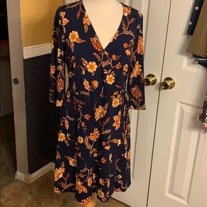 Harmony 2x faux wrap blue and floral dress
